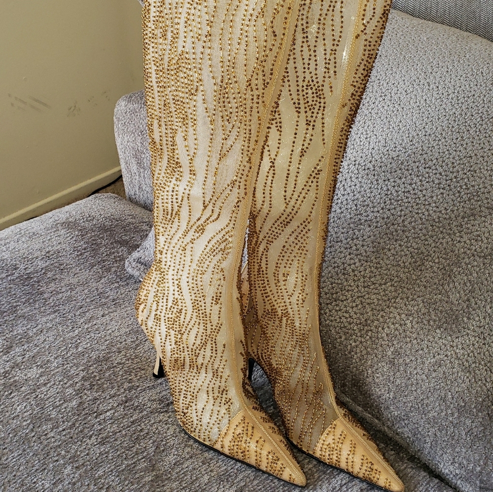 Sergio Rossi Beaded Boots- NEVER WORN!